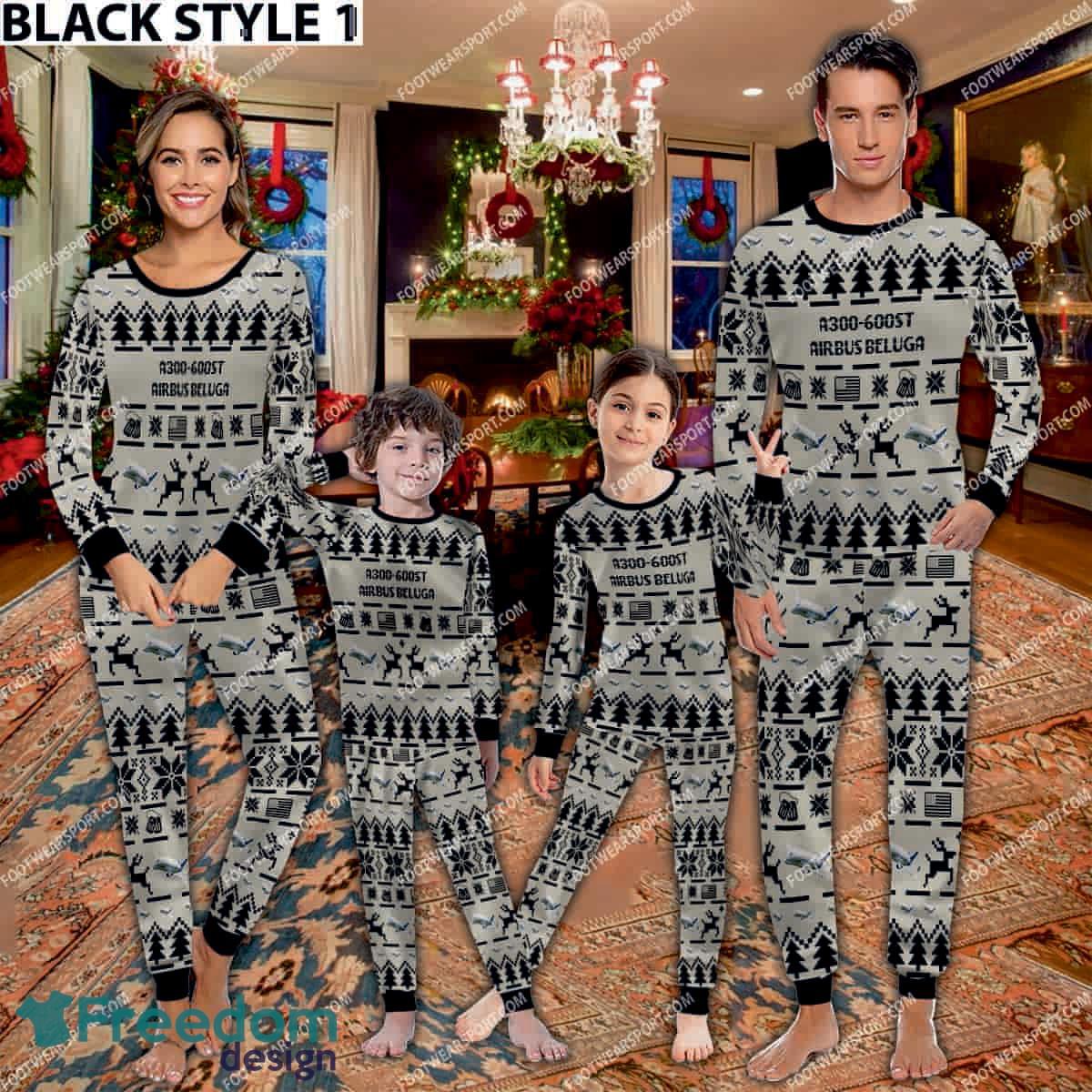 Airbus A300 600ST, Beluga Aircraft Family Pajamas Set Army Gift Christmas image Airbus A300-600ST, Beluga Aircraft Family Pajamas Set Army Gift Christmas - Airbus A300-600ST, Beluga Aircraft Pajamas Set Family Photo Black