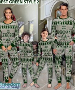 Airbus A320 Ugly Christmas Aircraft Pajamas Set Family Gift Family - Airbus A320 Aircraft Pajamas Set Family Photo Green
