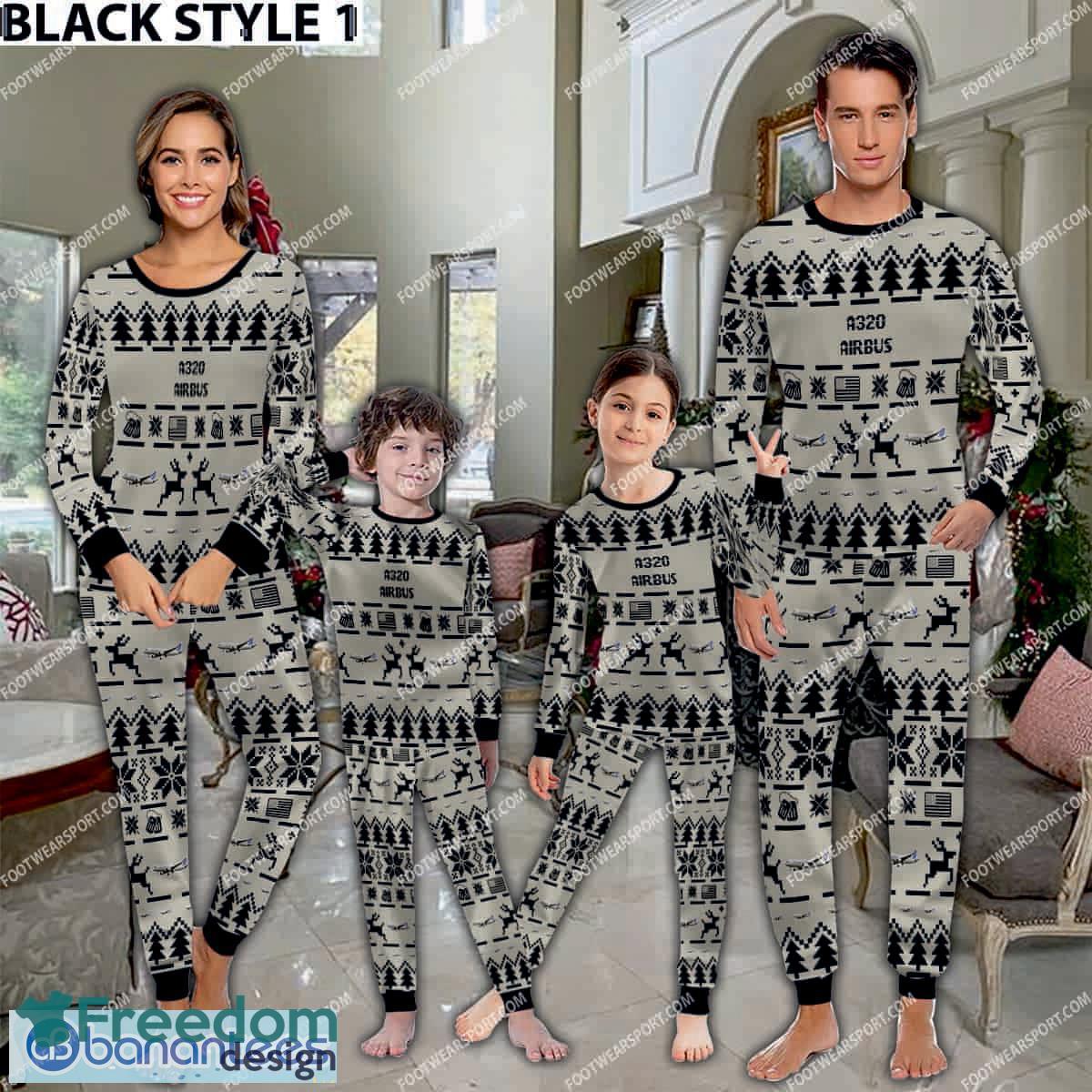 Airbus A320 Ugly Christmas Aircraft Pajamas Set Family Gift Family image Airbus A320 Ugly Christmas Aircraft Pajamas Set Family Gift Family - Airbus A320 Aircraft Pajamas Set Family Photo Black
