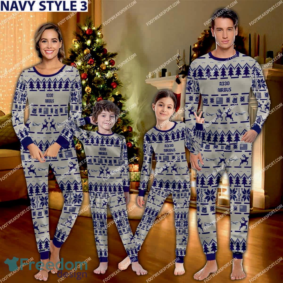 Airbus A330 Aircraft Pajamas Set Family Army Gift Christmas image Airbus A330 Aircraft Pajamas Set Family Army Gift Christmas - Airbus A330 Aircraft Pajamas Set Family Photo Navy