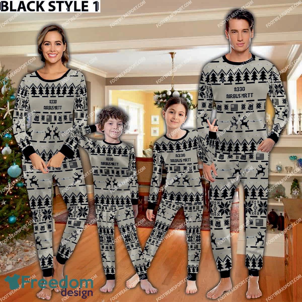 Airbus A330 MRTT Aircraft Family Pajamas Set War Gift Christmas image Airbus A330 MRTT Aircraft Family Pajamas Set War Gift Christmas - Airbus A330 MRTT Aircraft Pajamas Set Family Photo Black
