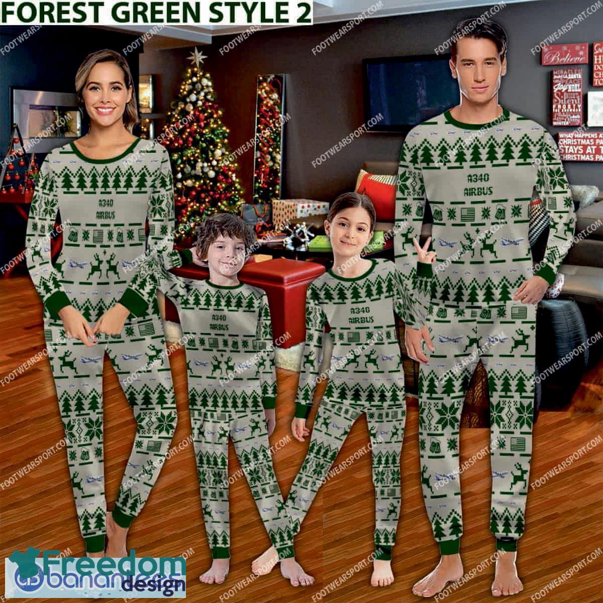 Airbus A340 Aircraft Family Pajamas Set Men Women Children Christmas image Airbus A340 Aircraft Family Pajamas Set Men Women Children Christmas - Airbus A340 Aircraft Pajamas Set Family Photo Green