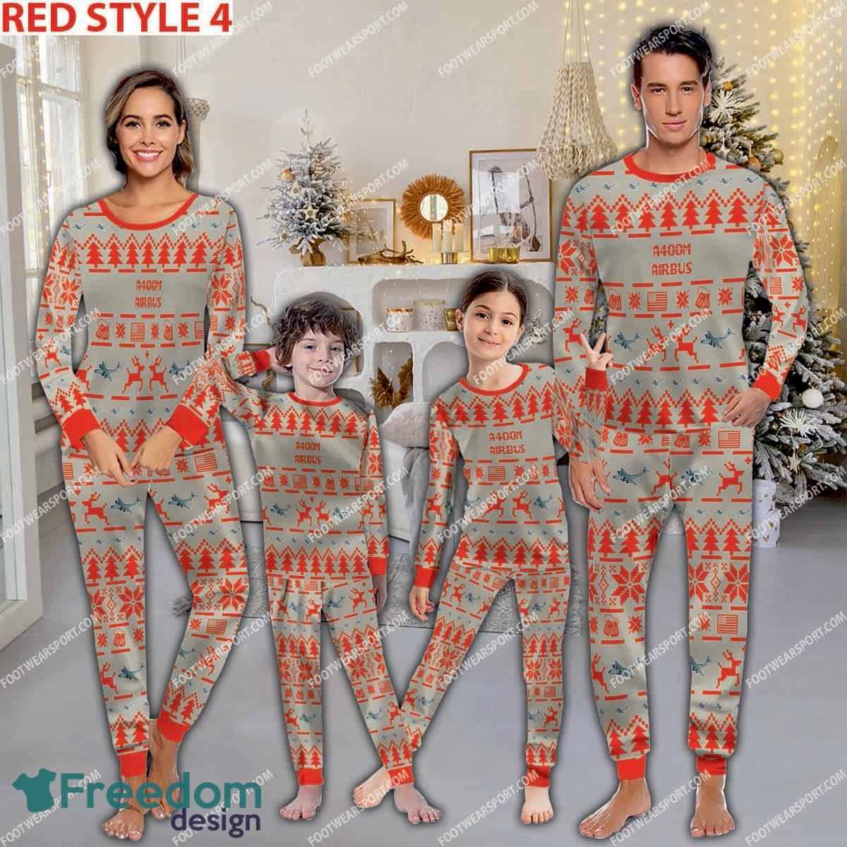 Airbus A400M Aircraft Ugly Christmas Pajamas Set Family Army Gift image Airbus A400M Aircraft Ugly Christmas Pajamas Set Family Army Gift - Airbus A400M Aircraft Pajamas Set Family Photo Red