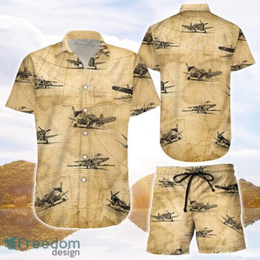 Aircraft Hawaiian Shirt Combat Aircrafts Map Vintage 3D Printing Hawaiian Shirt Gifts For Men Summer Product Photo 1