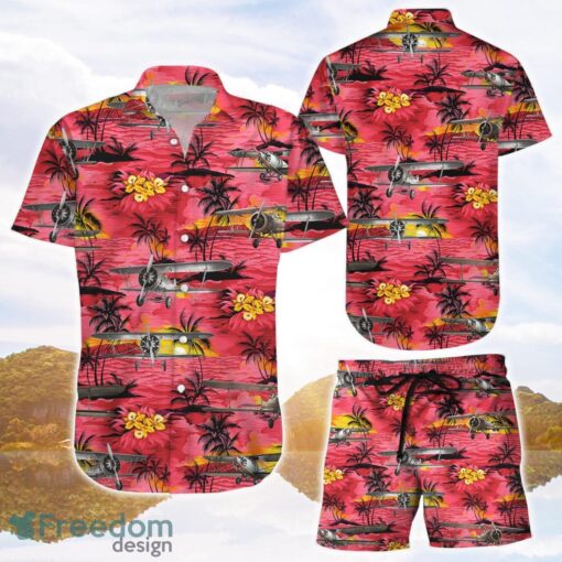 Airplane Hawaiian Shirt Vintage Airplan Red Tropical 3D Printing Hawaiian Shirt Beach Vacation Gifts Product Photo 1