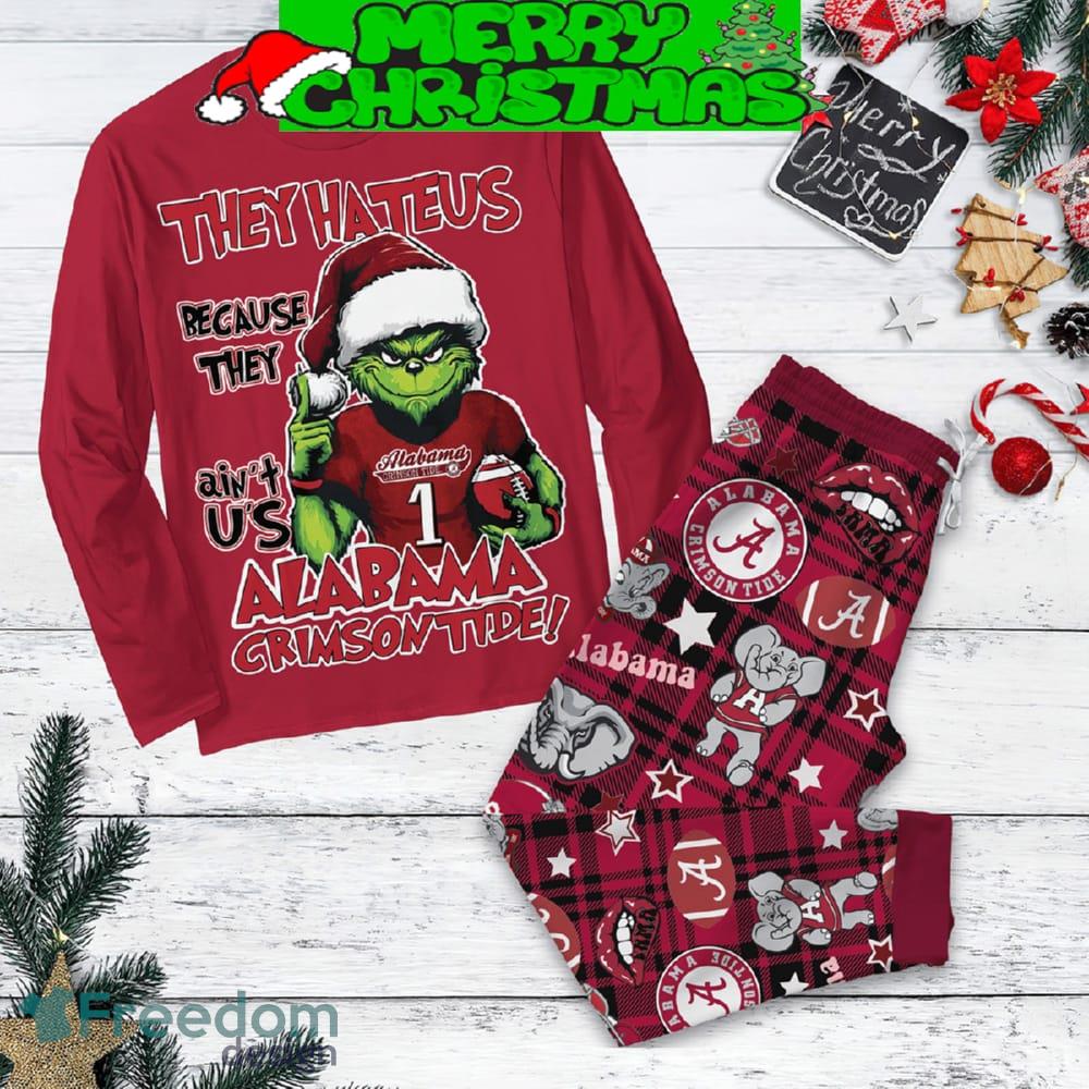 Alabama Crimson Tide Grinch Hate Us Christmas Fleece Pajamas Set For Christmas image Alabama Crimson Tide Grinch Hate Us Christmas Fleece Pajamas Set For Christmas - Alabama Crimson Tide Grinch Hate Us Christmas Fleece Pajamas Set-1