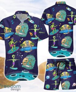 Alien Hawaiian Shirt Alien Surfing Beach Summer Aloha 3D Printing Hawaiian Shirt Surfing Gifts For Dad