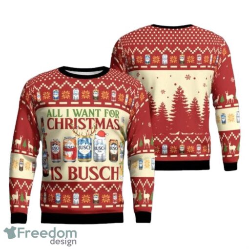 All I Want For Christmas Is Busch All-Over Print Christmas Sweater Product Photo 1