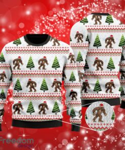 Amazing Bigfoot Christmas White Black Sweater Full Over Print Gifts Christmas 3D Sweater Shirt