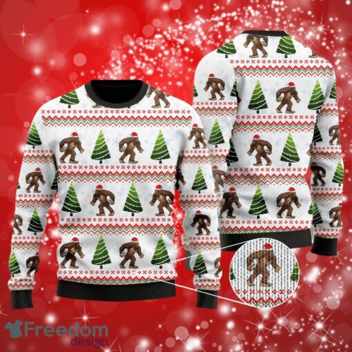 Amazing Bigfoot Christmas White Black Sweater Full Over Print Gifts Christmas 3D Sweater Shirt Product Photo 1