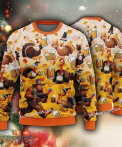 Amazing Bigfoot Turkey Thanksgiving Ugly Xmas Sweater