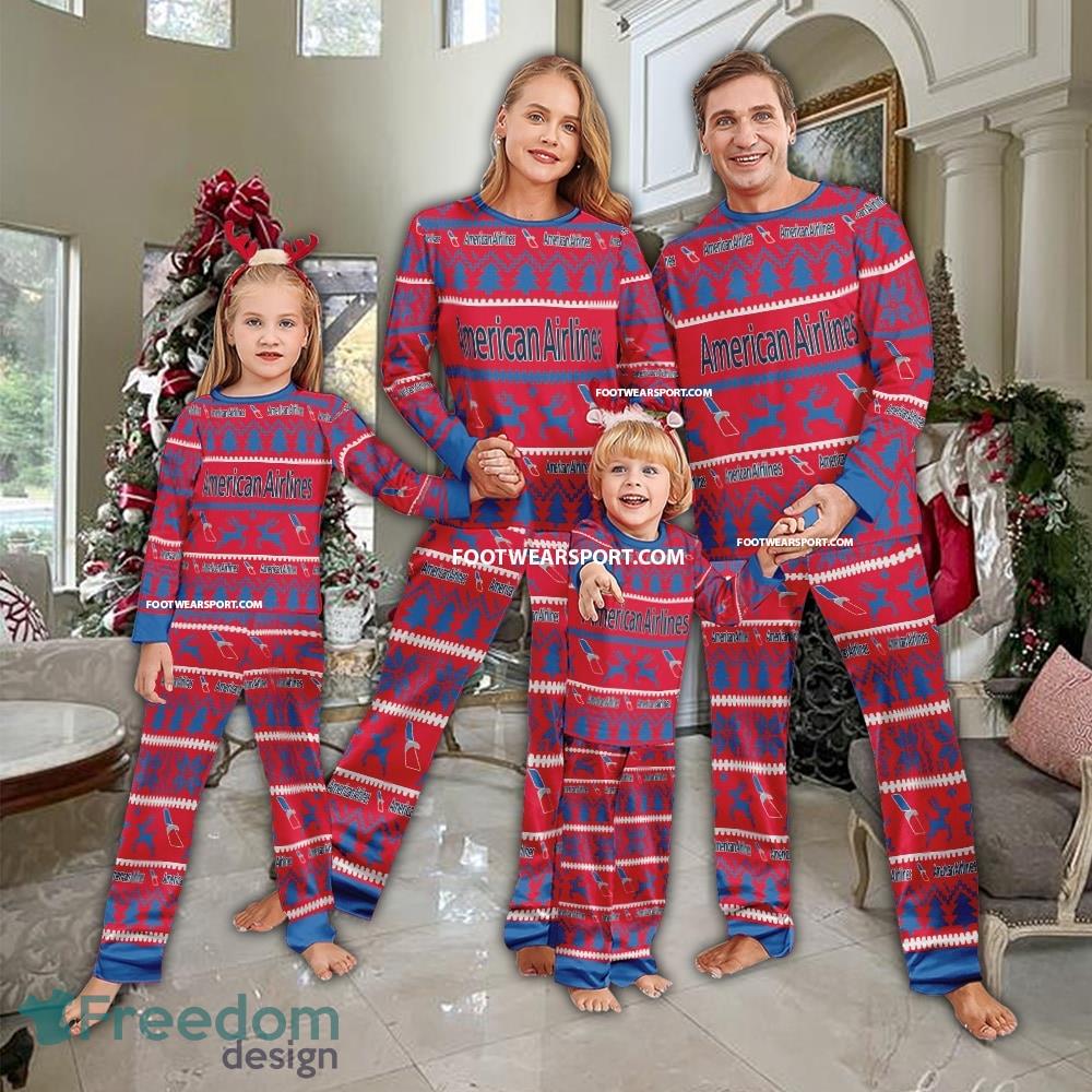 American Airline Logo Pattern Ugly Christmas Pajamas Set Gift For Family image American Airline Logo Pattern Ugly Christmas Pajamas Set Gift For Family - American Airline Logo Pattern Ugly Christmas Pajamas Set Gift For Family