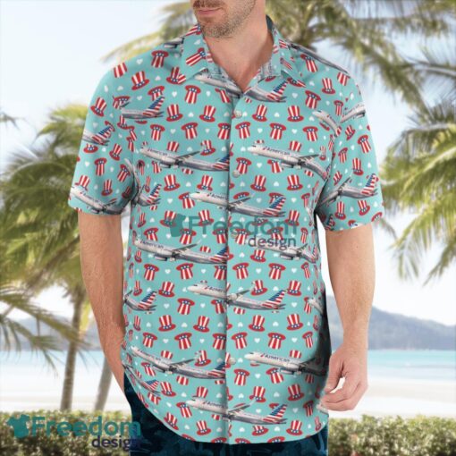 American Airlines Airbus A321-231 Independence Day Hawaiian Shirt Beach Summer Shirt Product Photo 3