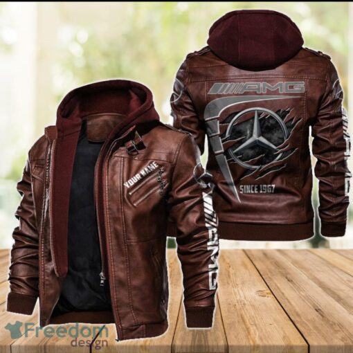 AMG 2D Leather Jacket For Men Custom Name Special Gift Ideas Product Photo 2