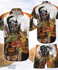 Angry Cat Shirt Halloween Trick Or Treat Hawaiian Shirts and Shorts