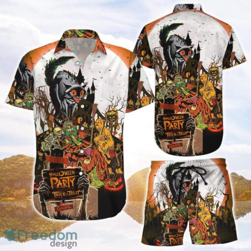 Angry Cat Shirt Halloween Trick Or Treat Hawaiian Shirts and Shorts Product Photo 1