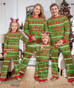 Arby’s Logo Pattern Pajamas Set Ugly Christmas Family