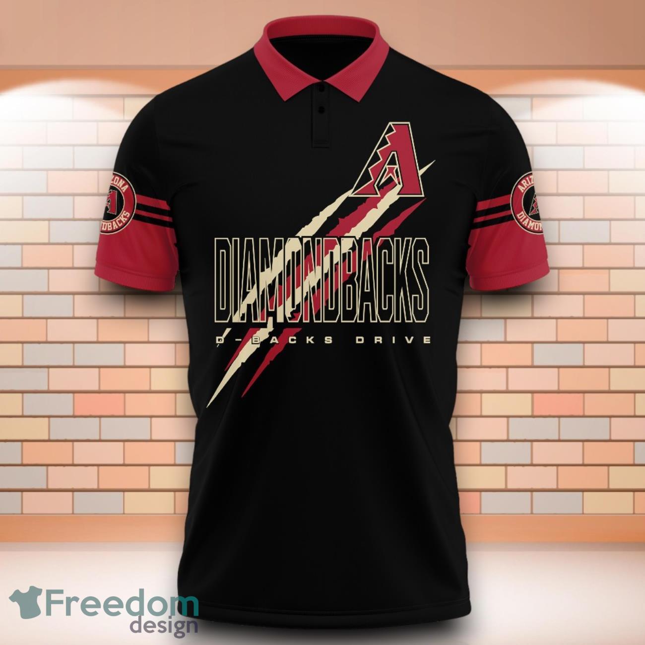 Arizona Diamondbacks MLB D Backs Drive 3D Polo Shirt With Claws Pattern image Arizona Diamondbacks MLB D-Backs Drive 3D Polo Shirt With Claws Pattern Product Photo 2