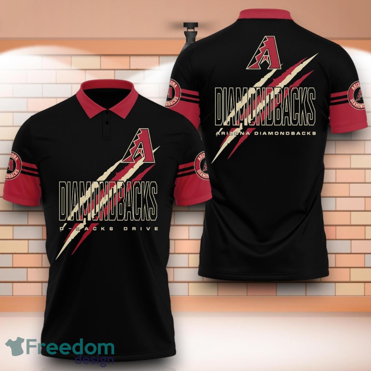 Arizona Diamondbacks MLB D Backs Drive 3D Polo Shirt With Claws Pattern image Arizona Diamondbacks MLB D-Backs Drive 3D Polo Shirt With Claws Pattern Product Photo 1