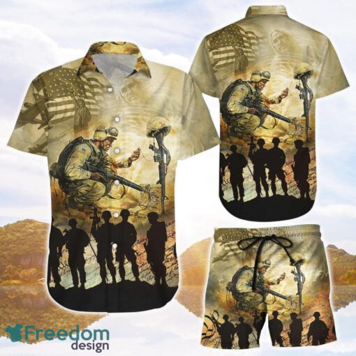 Army Man Shirt Independence Day Memorial Day Eagle And Jesus Honor 3D Printing Product Photo 1