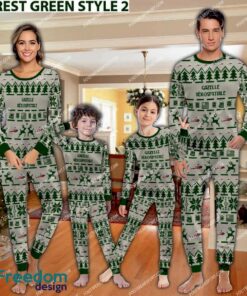 Aérospatiale Gazelle Aircraft Ugly Christmas Pajamas Set Family Men Women Children - Aérospatiale Gazelle Aircraft Pajamas Set Family Photo Green