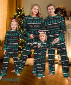 Aston Martin Car Racing Logo Pattern Ugly Christmas Pajamas Set Gift Family