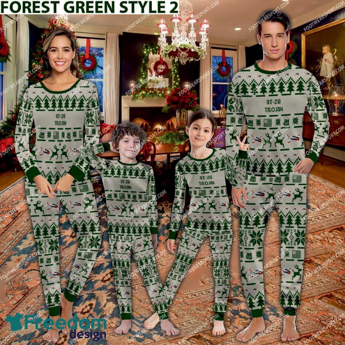 AT 28 Trojan AT28 Aircraft Ugly Christmas Family Pajamas Set Gift For Family image AT-28 Trojan AT28 Aircraft Ugly Christmas Family Pajamas Set Gift For Family - AT-28 Trojan AT28 Aircraft Pajamas Set Family Photo Green