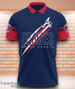 Atlanta Braves MLB Brave Hearts 3D Polo Shirt With Claws Pattern Product Photo 2