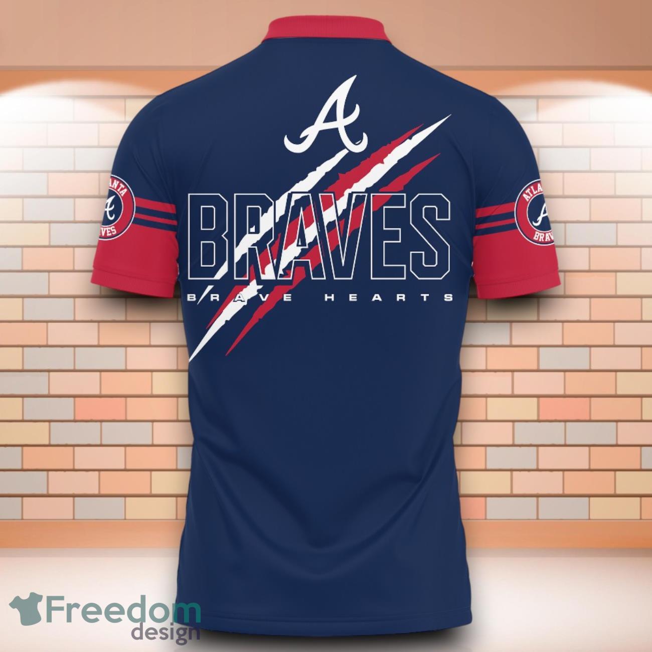 Atlanta Braves MLB Brave Hearts 3D Polo Shirt With Claws Pattern Atlanta Braves MLB Brave Hearts 3D Polo Shirt With Claws Pattern Product Photo 3