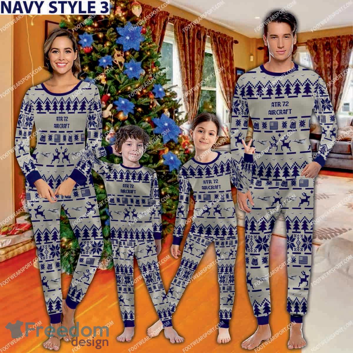 ATR 72 Aircraft Family Pajamas Set Gift Family Christmas image ATR 72 Aircraft Family Pajamas Set Gift Family Christmas - ATR 72 Aircraft Pajamas Set Family Photo Navy