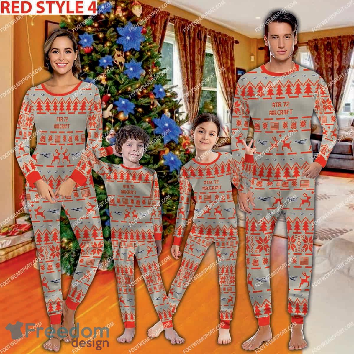atr-72-aircraft-family-pajamas-set-gift-family-christmas-3.jpg ATR 72 Aircraft Family Pajamas Set Gift Family Christmas - ATR 72 Aircraft Pajamas Set Family Photo Red