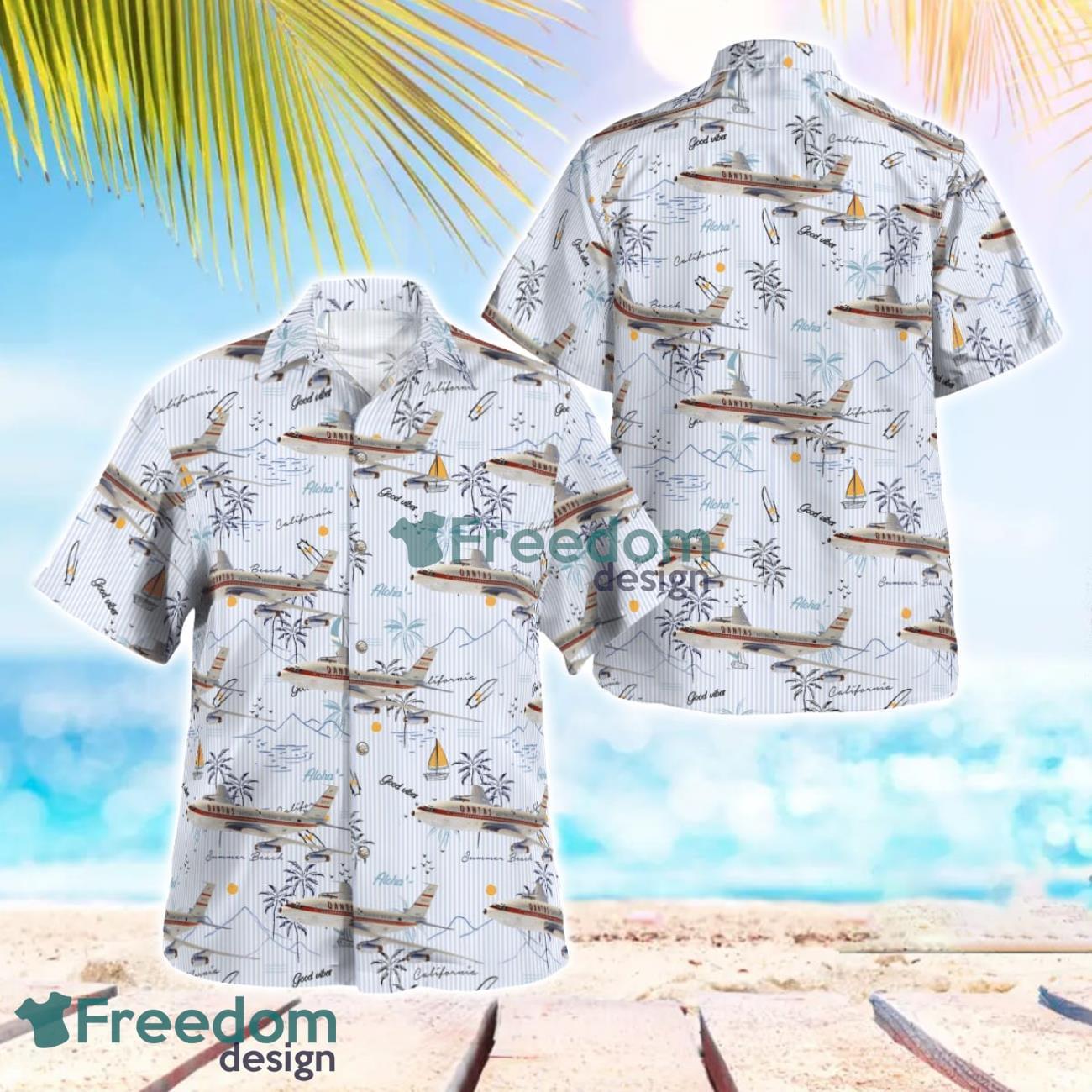 Australia Qantas Boeing 707 138 Vintage Hawaiian Shirt Beach Summer Shirt image Australia Qantas Boeing 707-138 Vintage Hawaiian Shirt Beach Summer Shirt Product Photo 1
