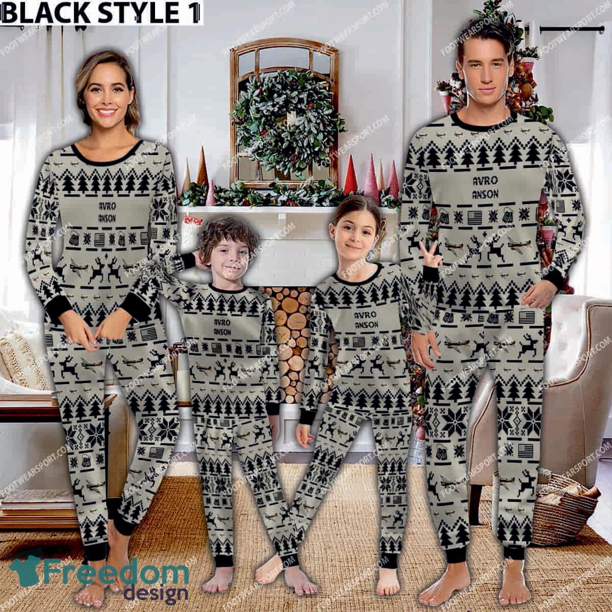 Avro Anson Aircraft Pajamas Set War Gift Christmas image Avro Anson Aircraft Pajamas Set War Gift Christmas - Avro Anson Aircraft Pajamas Set Family Photo Black