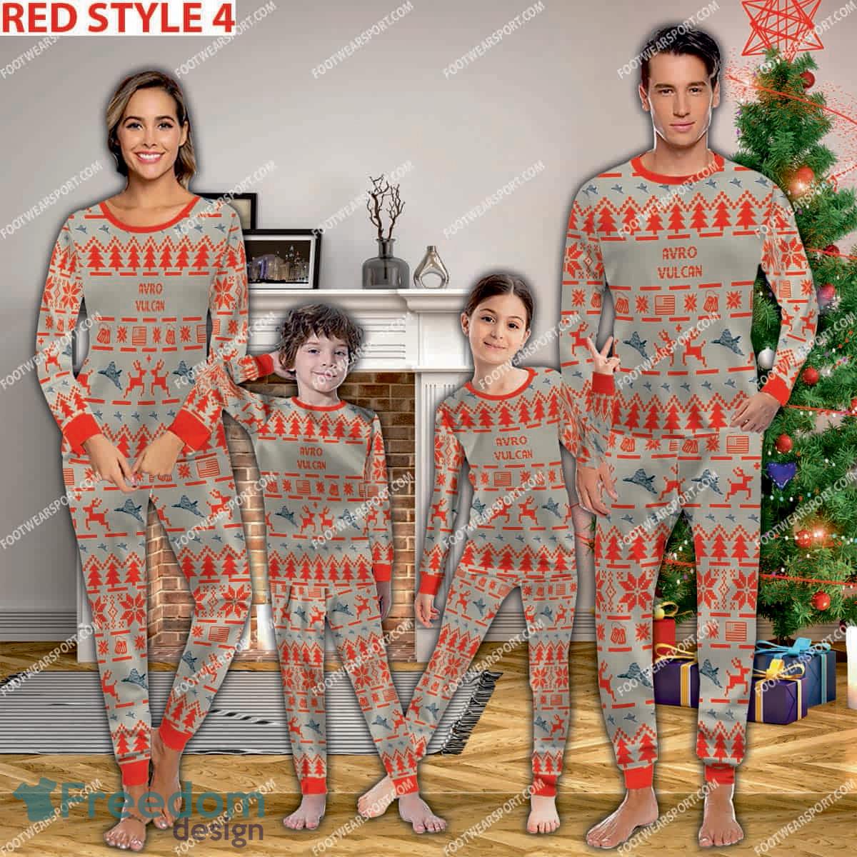 Avro Vulcan Aircraft Pajamas Set War Gift Christmas image Avro Vulcan Aircraft Pajamas Set War Gift Christmas - Avro Vulcan Aircraft Pajamas Set Family Photo Red