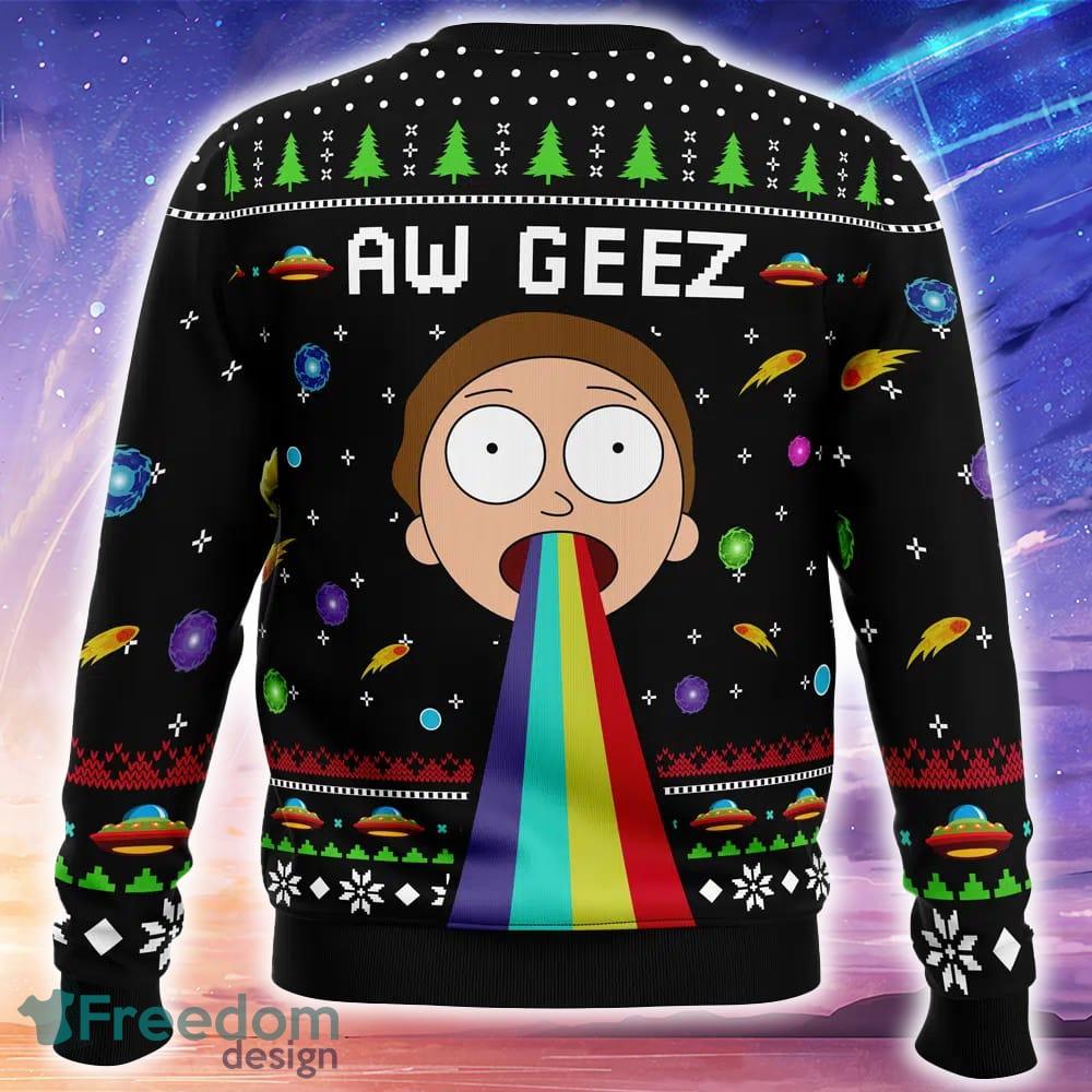 Aw Geez Rick and Morty Ugly Christmas 3D Sweater Trending Holidays For Men Women Fans image Aw Geez Rick and Morty Ugly Christmas 3D Sweater Trending Holidays For Men Women Fans - Aw Geez Rick and Morty Ugly Christmas Sweater_2