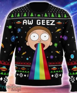 Aw Geez Rick and Morty Ugly Christmas 3D Sweater Trending Holidays For Men Women Fans