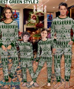 B-1 Lancer B1 Aircraft Pajamas Set Men Women Children Christmas - B-1 Lancer B1 Aircraft Pajamas Set Family Photo Green