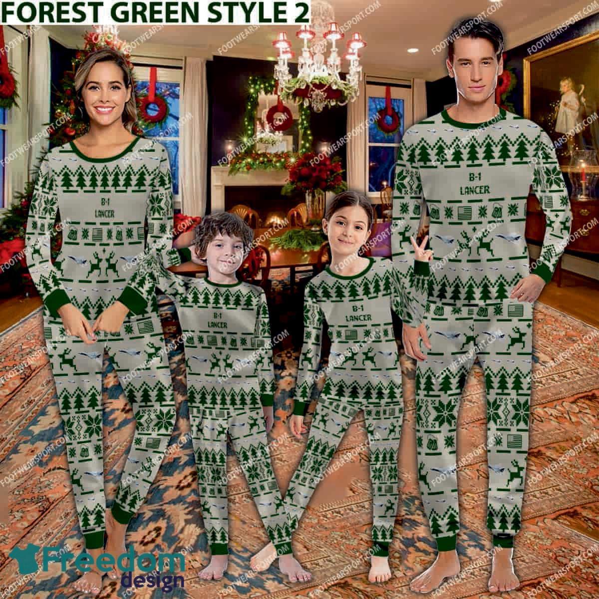B 1 Lancer B1 Aircraft Pajamas Set Men Women Children Christmas image B-1 Lancer B1 Aircraft Pajamas Set Men Women Children Christmas - B-1 Lancer B1 Aircraft Pajamas Set Family Photo Green
