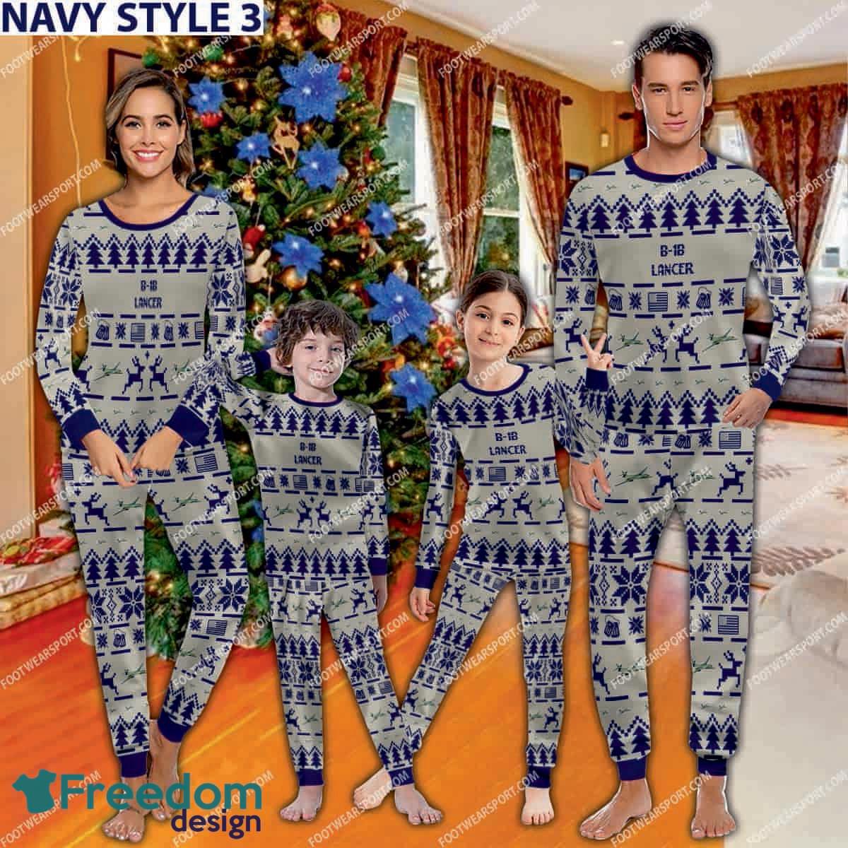 B 1B Lancer B1B Aircraft Pajamas Set Family Gift For Family Christmas image B-1B Lancer B1B Aircraft Pajamas Set Family Gift For Family Christmas - B-1B Lancer B1B Aircraft Pajamas Set Family Photo Navy