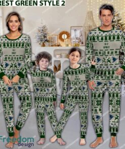 B-2 Spirit B2 Ugly Christmas Aircraft Pajamas Set Family Gift Family - B-2 Spirit B2 Aircraft Pajamas Set Family Photo Green