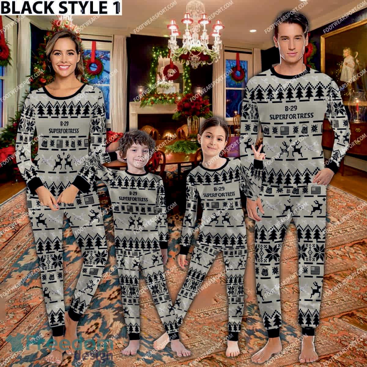 B 29 Superfortress B29 Aircraft Ugly Christmas Family Pajamas Set War Gift image B-29 Superfortress B29 Aircraft Ugly Christmas Family Pajamas Set War Gift - B-29 Superfortress B29 Aircraft Pajamas Set Family Photo Black