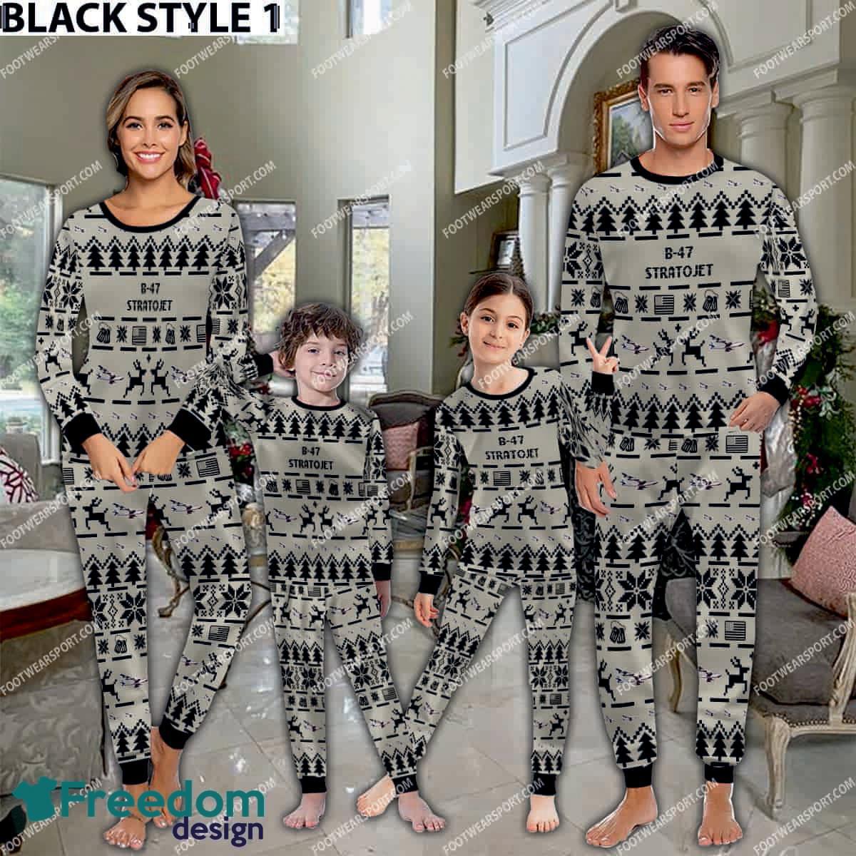 B 47 Stratojet B47 Aircraft Pajamas Set Family Army Gift Christmas image B-47 Stratojet B47 Aircraft Pajamas Set Family Army Gift Christmas - B-47 Stratojet B47 Aircraft Pajamas Set Family Photo Black