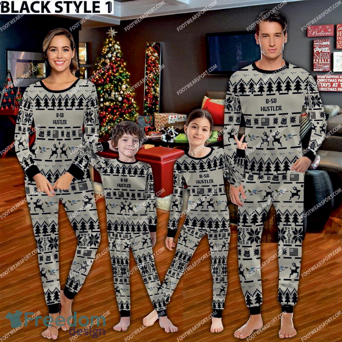 B 58 Hustler B58 Ugly Christmas Aircraft Family Pajamas Set Gift For Family image B-58 Hustler B58 Ugly Christmas Aircraft Family Pajamas Set Gift For Family - B-58 Hustler B58 Aircraft Pajamas Set Family Photo Black