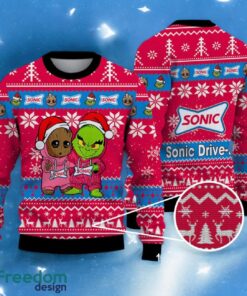 Baby Goot and Grinch Ugly Sweater sonic drive-in Christmas Sweater For Men Women Hoiliday Gift