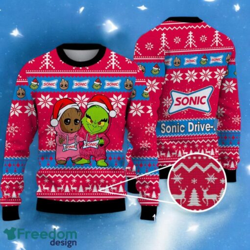 Baby Goot and Grinch Ugly Sweater sonic drive-in Christmas Sweater For Men Women Hoiliday Gift Product Photo 1