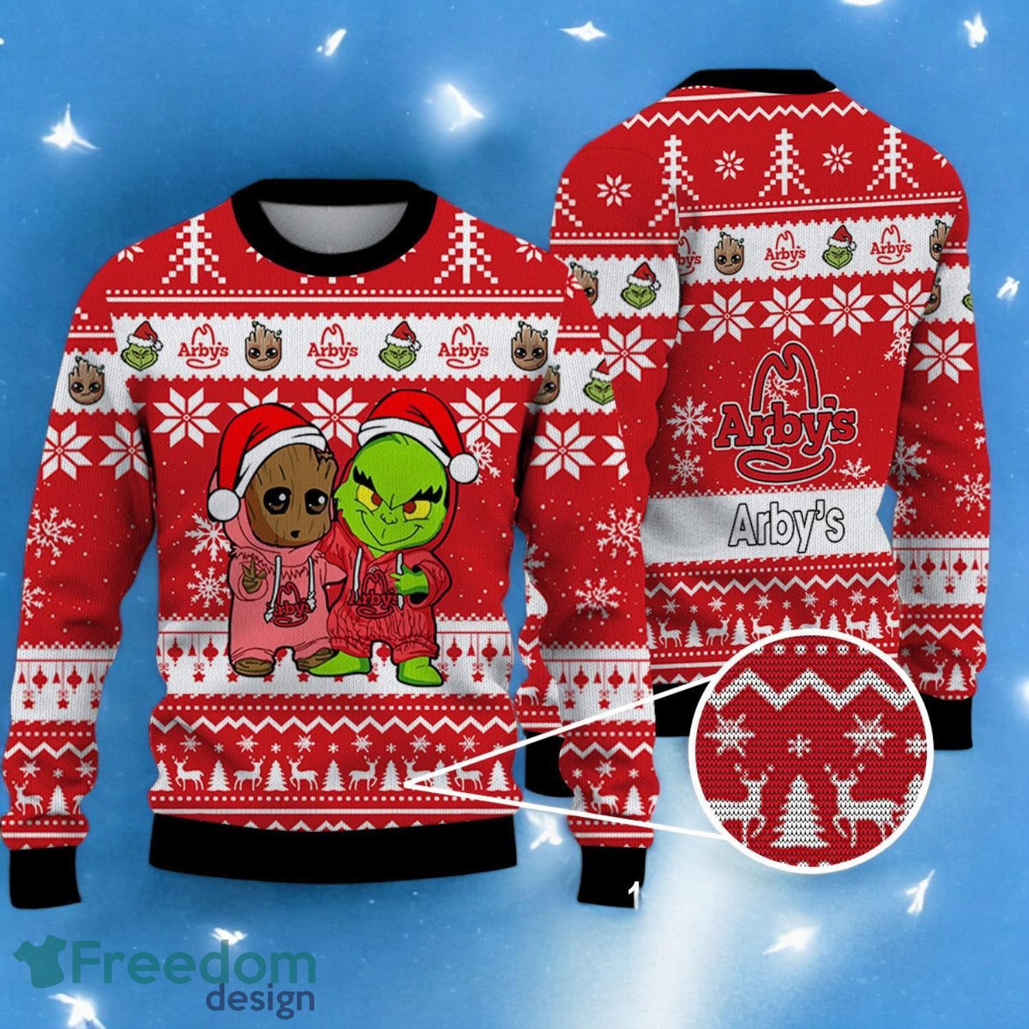 Baby Groot and Grinch Ugly Sweater arby's Christmas Sweater For Men Women Hoiliday Gift image Baby Groot and Grinch Ugly Sweater arby's Christmas Sweater For Men Women Hoiliday Gift
