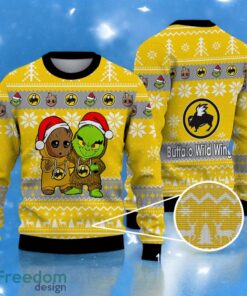 Baby Groot and Grinch Ugly Sweater buffalo wild wings Christmas Sweater For Men Women Hoiliday Gift