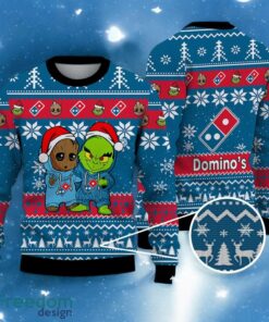 Baby Groot and Grinch Ugly Sweater domino’s pizza Christmas Sweater For Men Women Hoiliday Gift