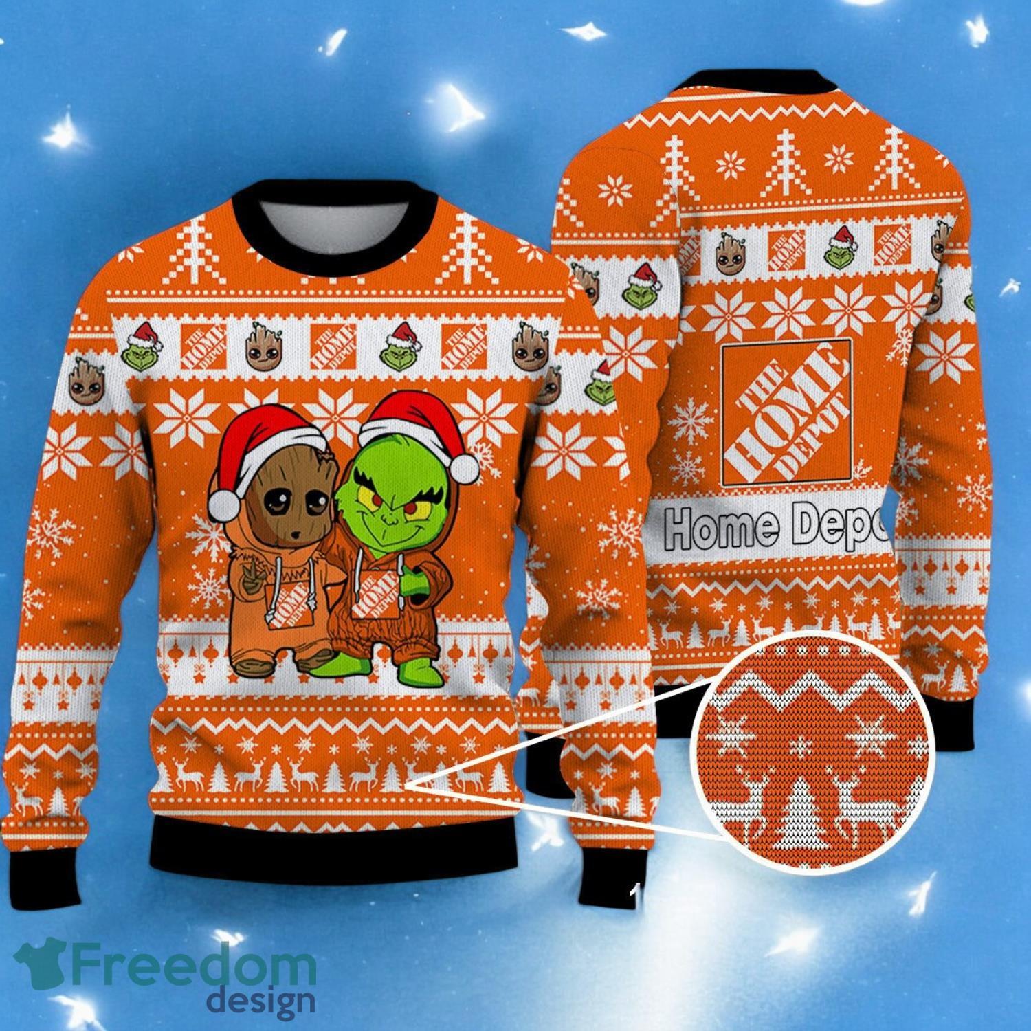 Baby Groot and Grinch Ugly Sweater home depot Christmas Sweater For Men Women Hoiliday Gift image Baby Groot and Grinch Ugly Sweater home depot Christmas Sweater For Men Women Hoiliday Gift Product Photo 1