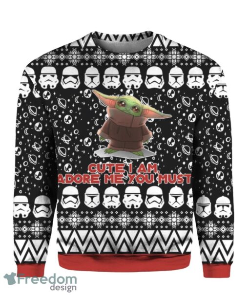 Baby Yoda Cute I Am Adore Me You Must 2 All-Over Print Christmas Sweater Gifts Product Photo 1